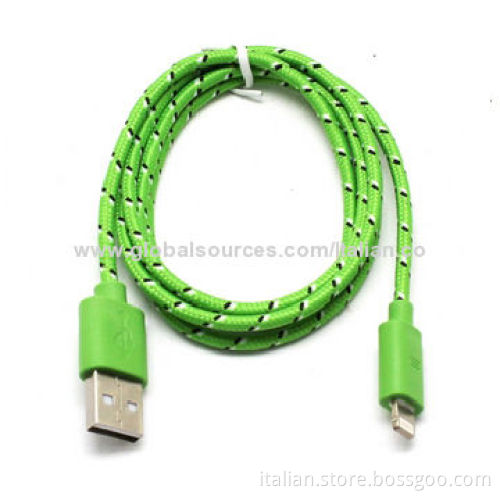Fabric Braided USB Charging and Sync Cables for iPhone 5, Work with iOS 8.0New